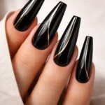 14 Black Coffin Nail Designs for Long Nails
