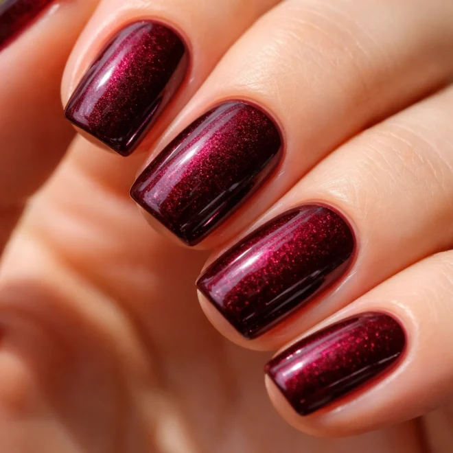 10 Short Squoval Burgundy Nails That Look Expensive