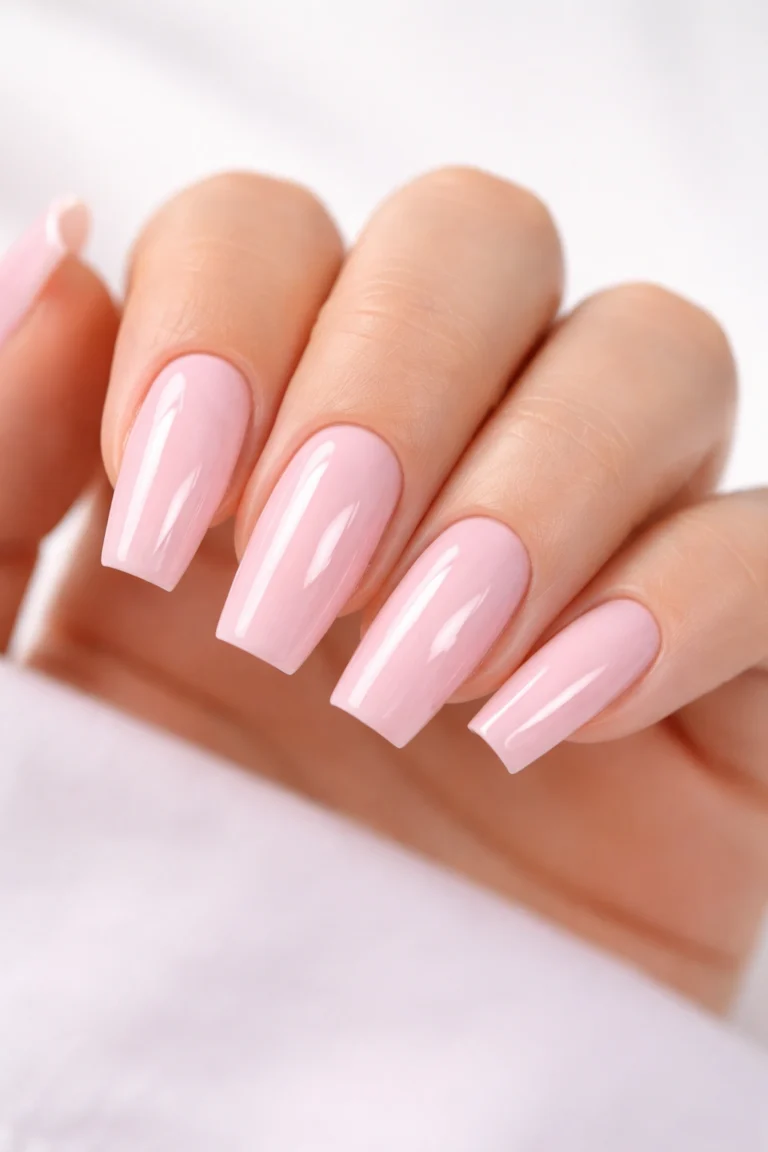 20 Light Pink Coffin Nails for Medium Nails