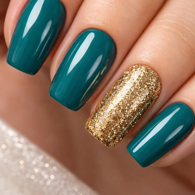 10 Teal and Gold Nail Combos That Stun