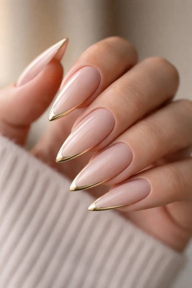 10 Gold French Tip Stiletto Nail Ideas