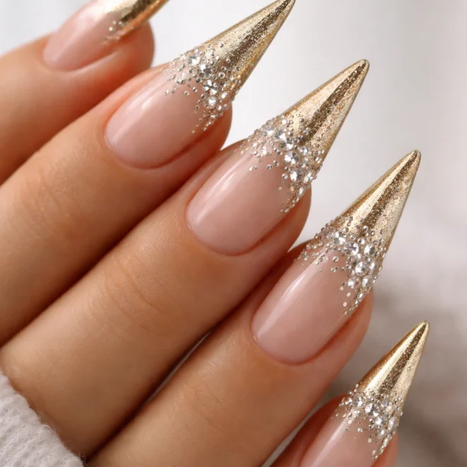 11 Gold Stiletto Nail Ideas