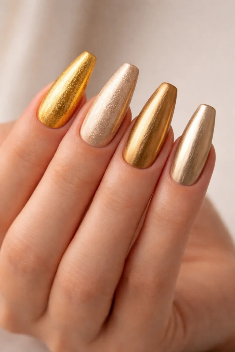 15 Gold Ballerina Nails With a Touch of Glam