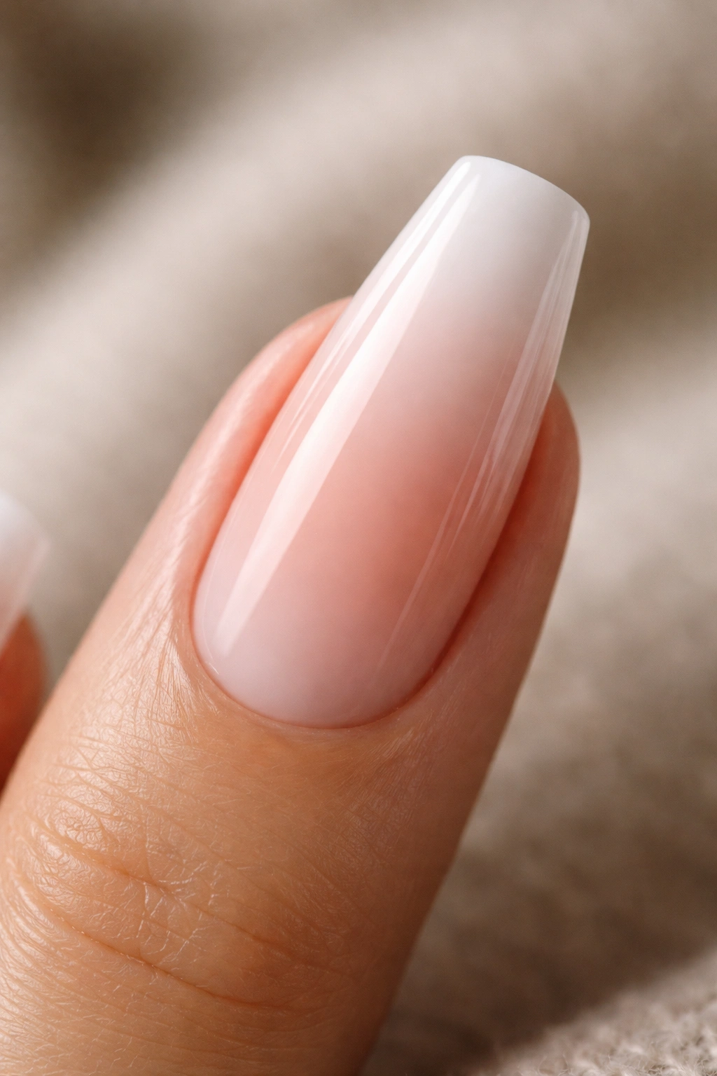 Coffin nail gradient French with ombre tips