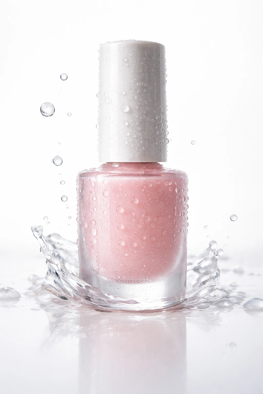 Close-up of a single bottle of breathable halal nail polish on white background