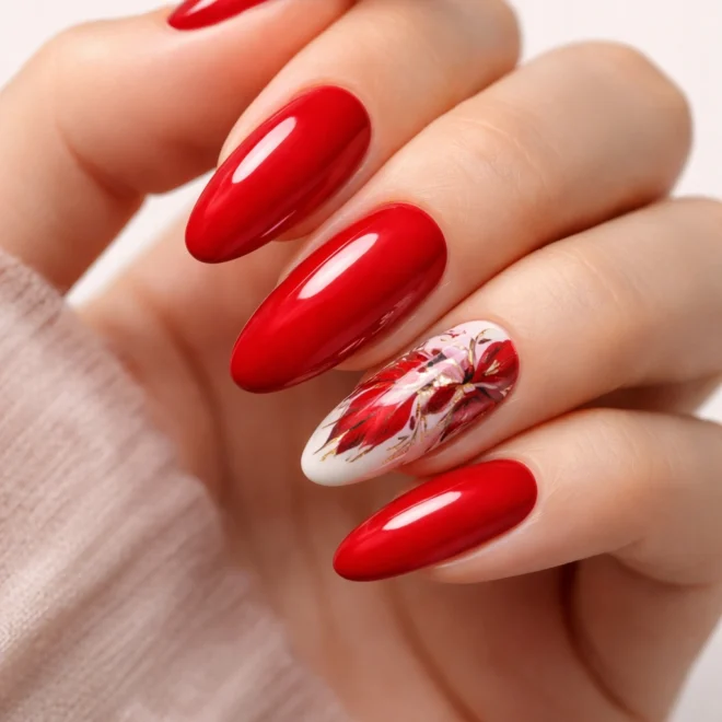 15 Red Long Round Nails That Really Stand Out
