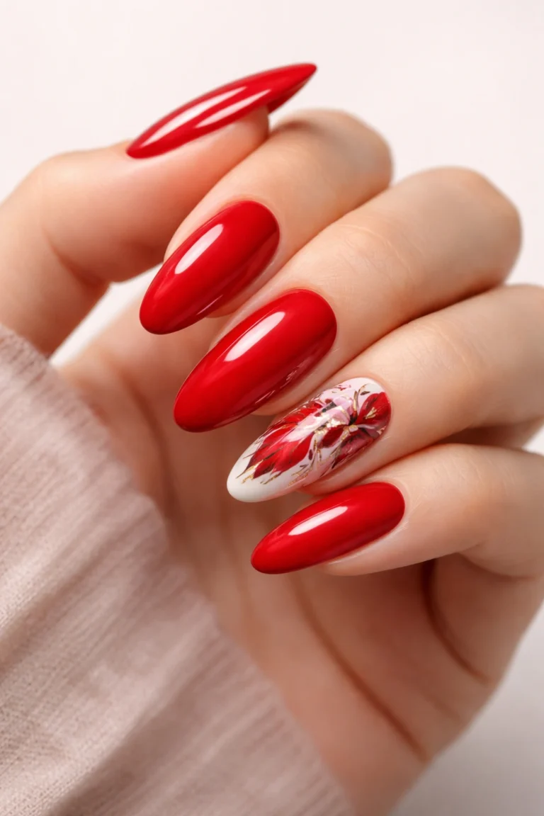15 Red Long Round Nails That Really Stand Out