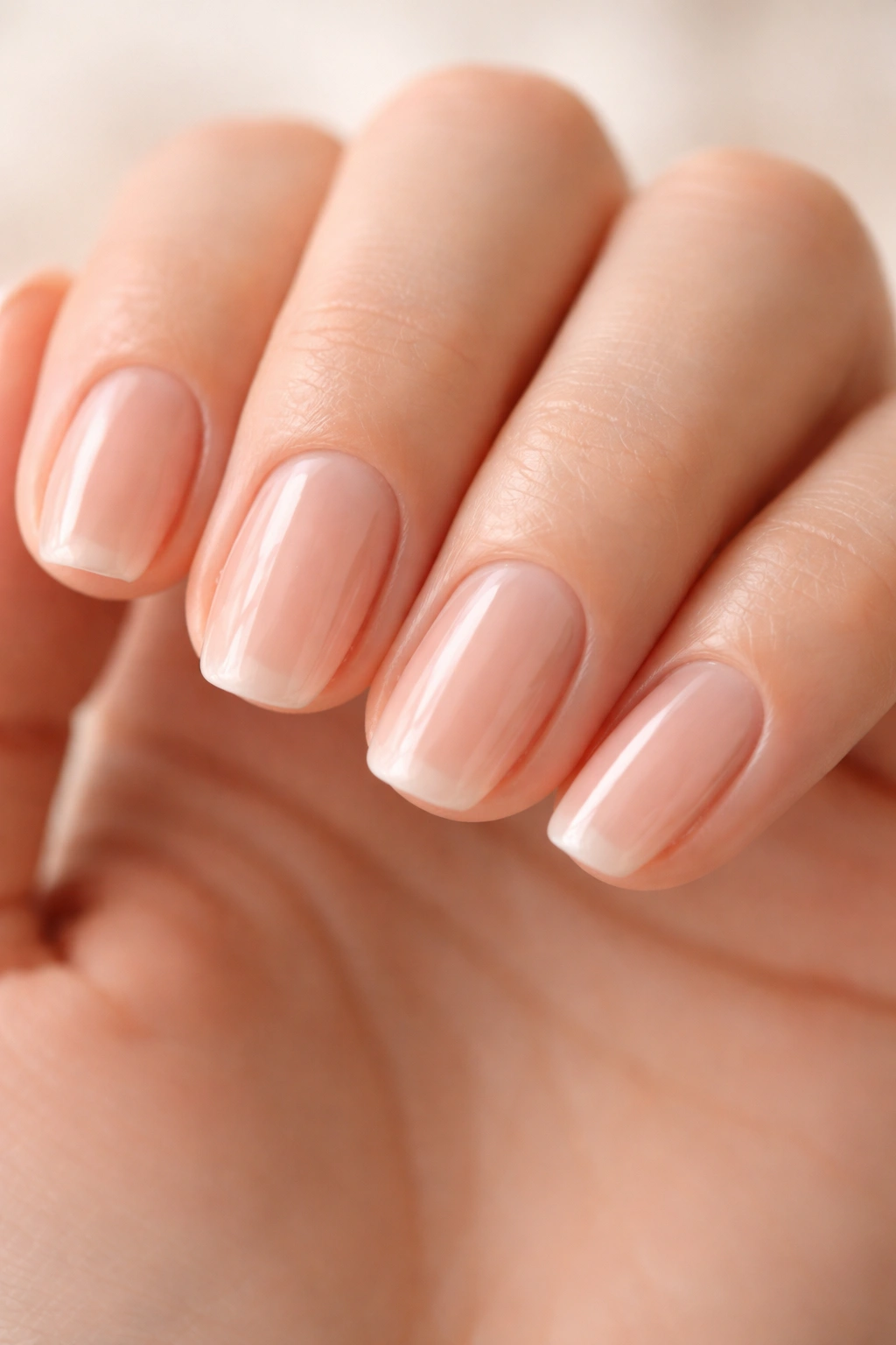 Healthy natural nails under gel appearance with strong nail beds