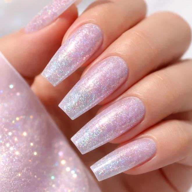 16 Glitter Coffin Nail Ideas for Long Nails