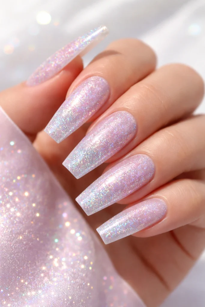 16 Glitter Coffin Nail Ideas for Long Nails