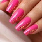 12 Hot Pink Coffin Nails for Medium Nails