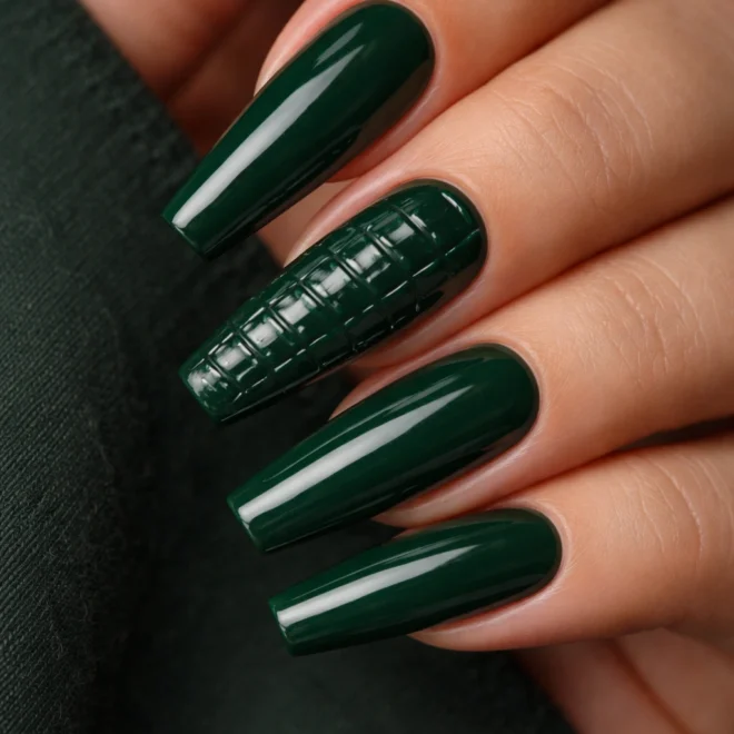 15 Dark Green Ballerina Nails That Look Rich