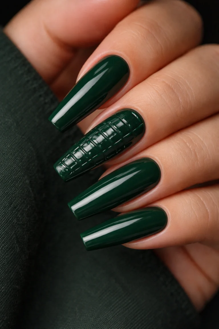 15 Dark Green Ballerina Nails That Look Rich