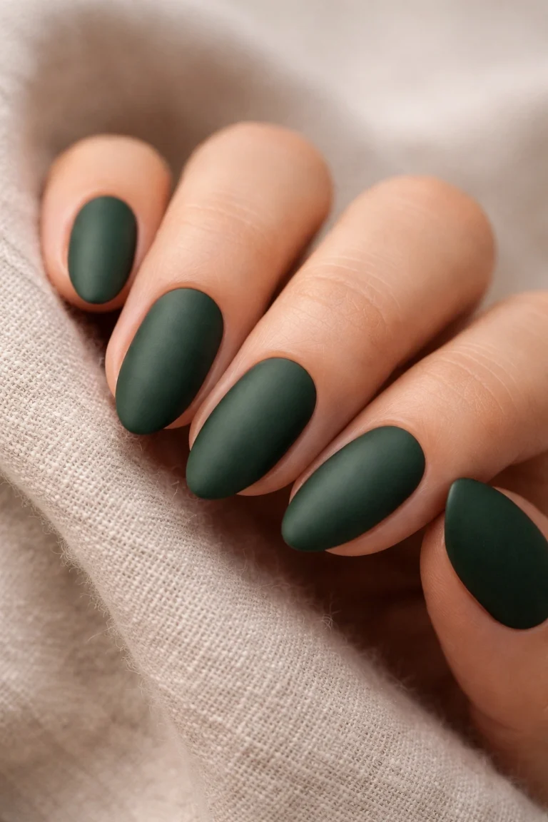 15 Short Dark Green Almond Nails Worth Trying