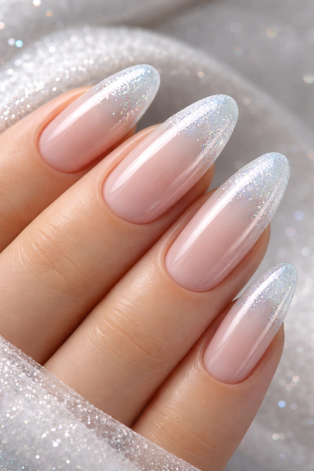 Nails with icy frosted French tips