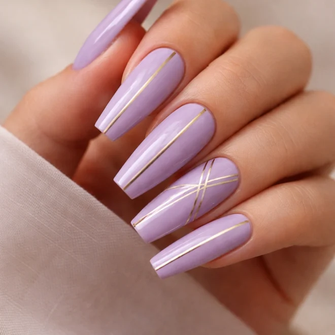 20 Lavender Coffin Nail Ideas for Long Nails