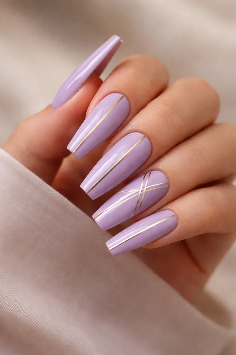 20 Lavender Coffin Nail Ideas for Long Nails