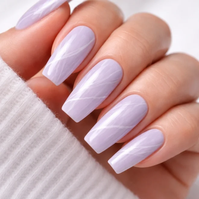 15 Lavender Coffin Nails for Medium Nails
