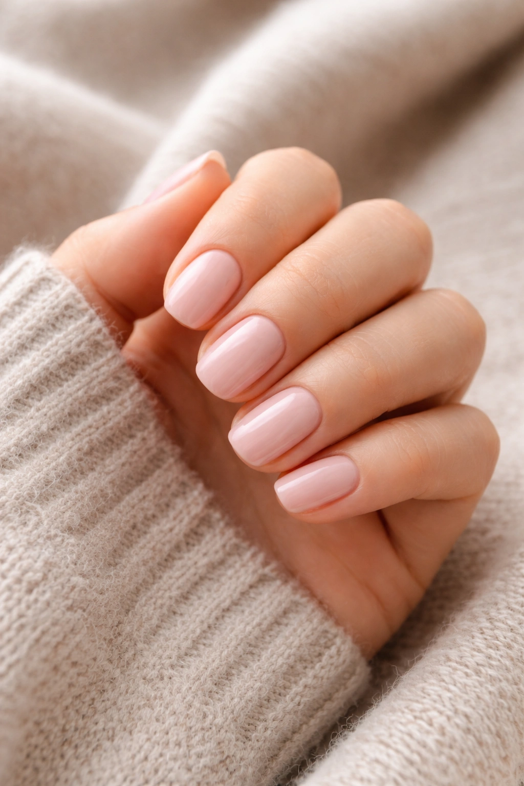Close-up of a hand with practical nail shape suitable for daily life