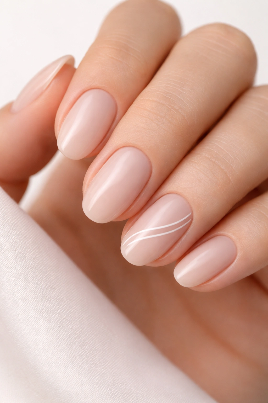 Nails with a single curved line accent in minimalist line art
