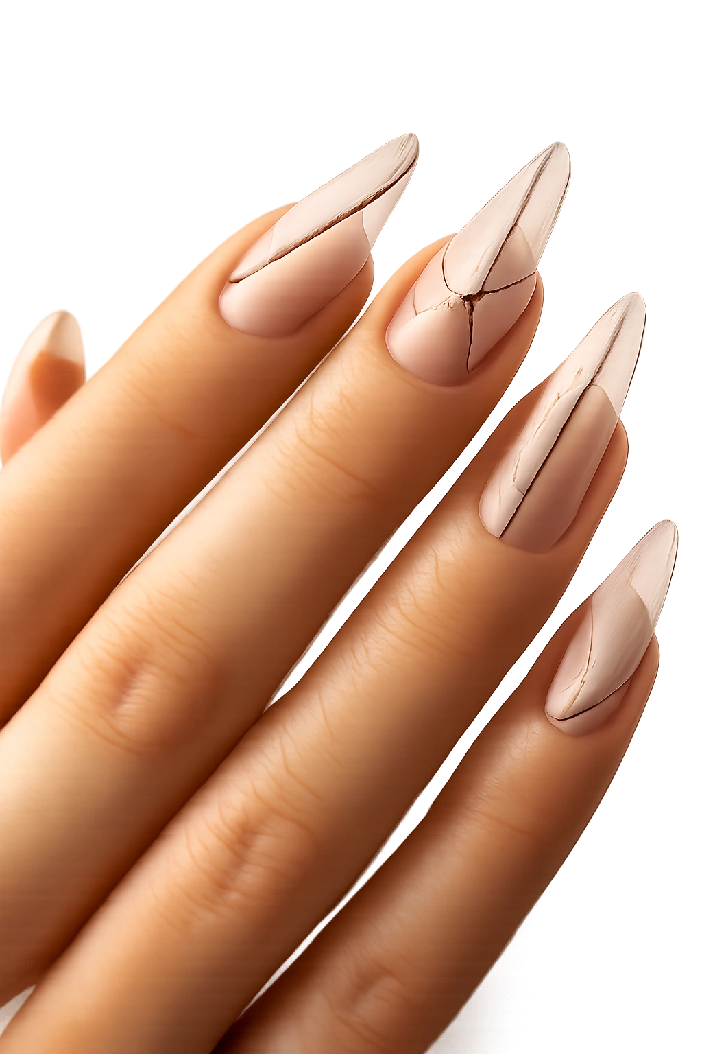 Clear stiletto nails with minimalist line art design