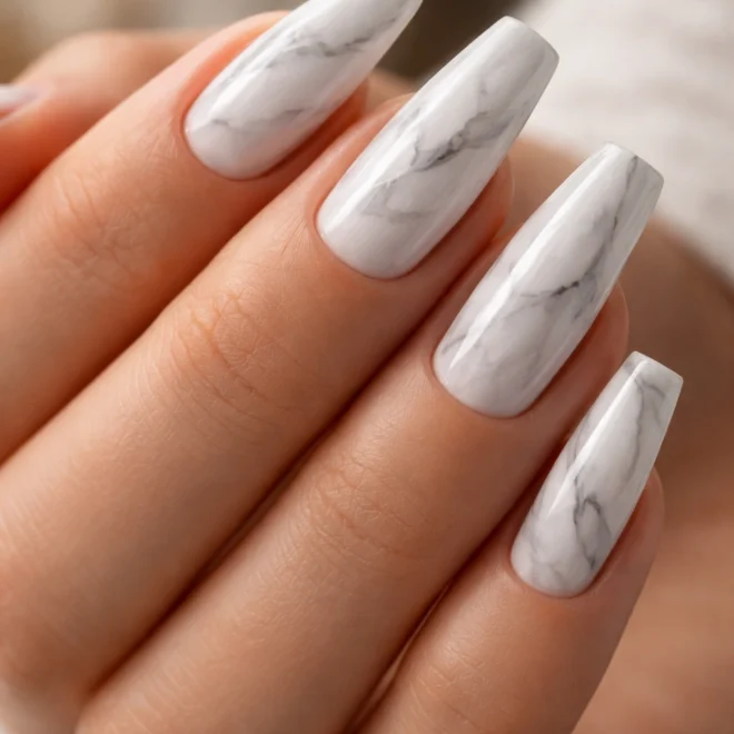 15 Marble Ballerina Nails That Look High End