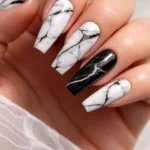 15 Black and White Coffin Nails for Medium Nails