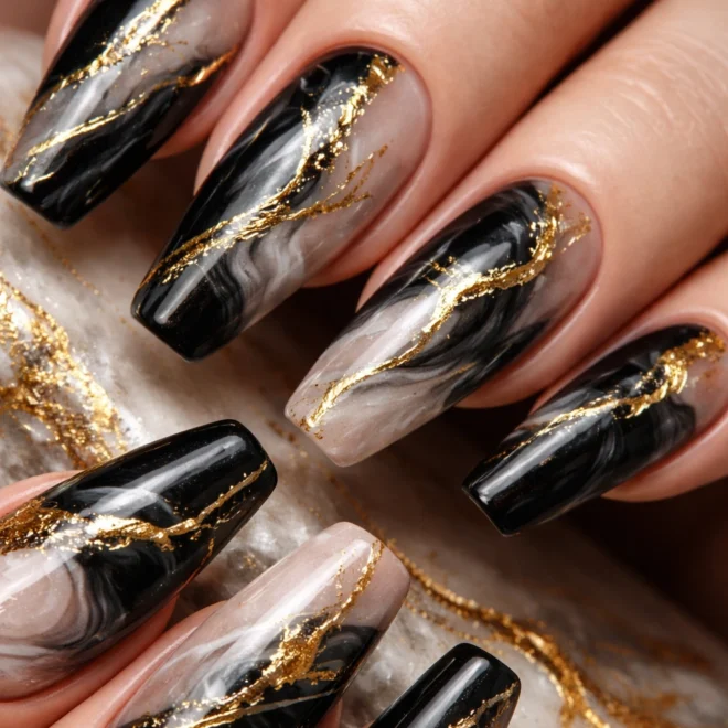 10 Black and Gold Nail Ideas for Glam