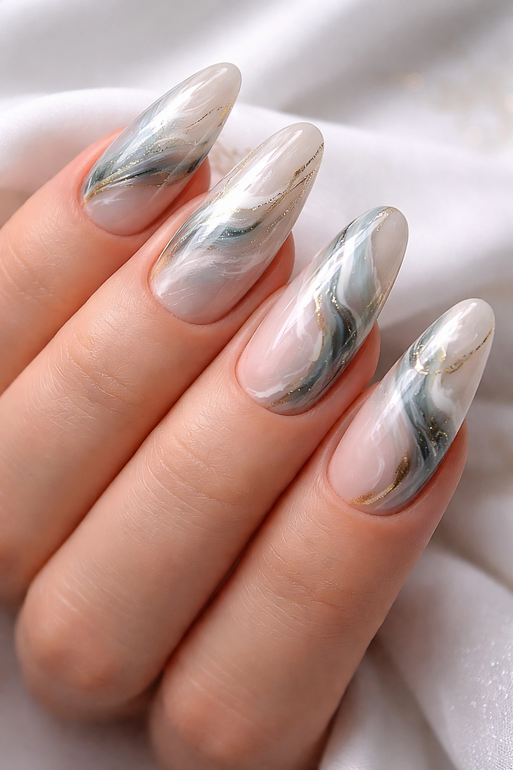 Marble swirl nails with watercolor-like blending