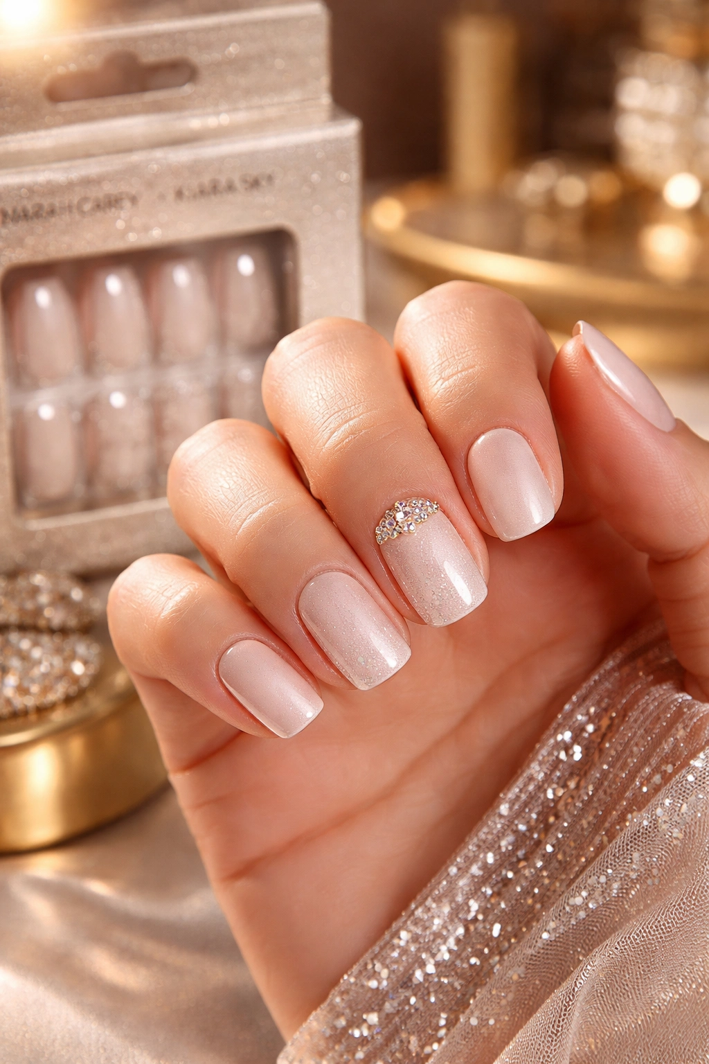 Glamorous Mariah Carey Kiara Sky squoval nails on a hand