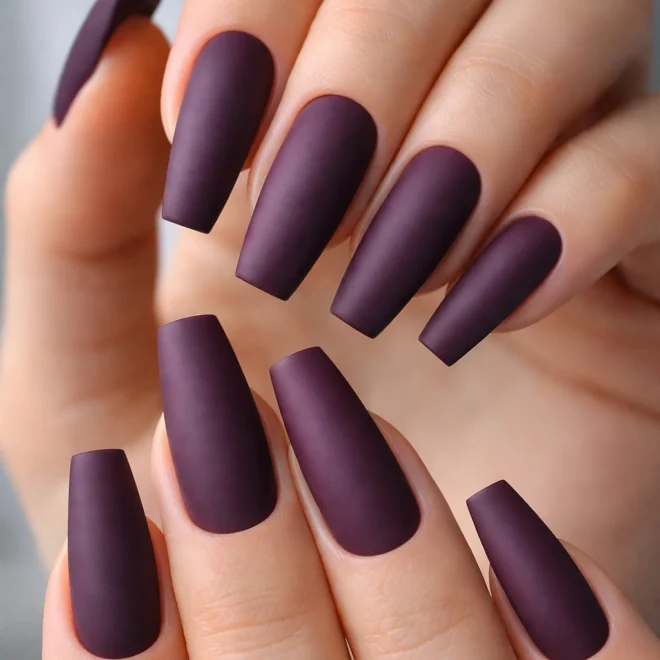 15 Dark Purple Ballerina Nails for a Bold Look