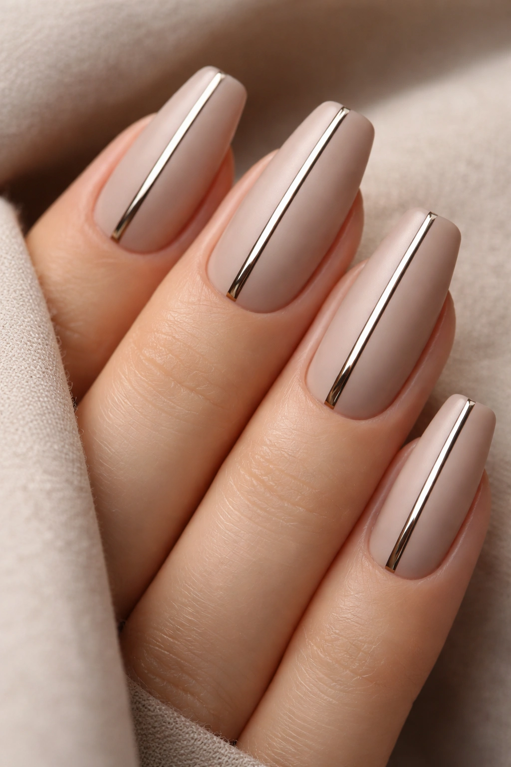 Nails showing matte base with a single glossy accent line