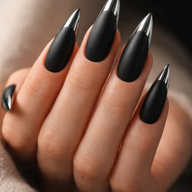 20 Black Stiletto Nail Ideas
