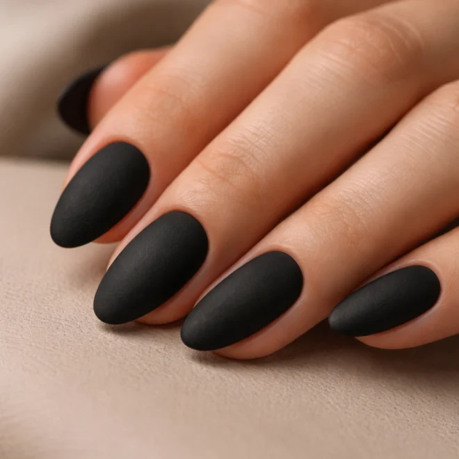20 Short Black Almond Nails That Look Expensive
