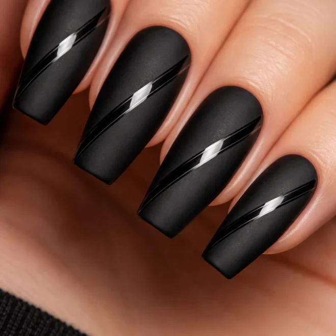 15 Black Matte Ballerina Nails for a Sleek Look