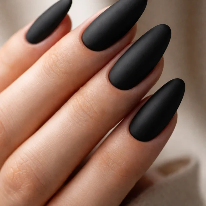 10 Black Long Oval Nails That Stand Out