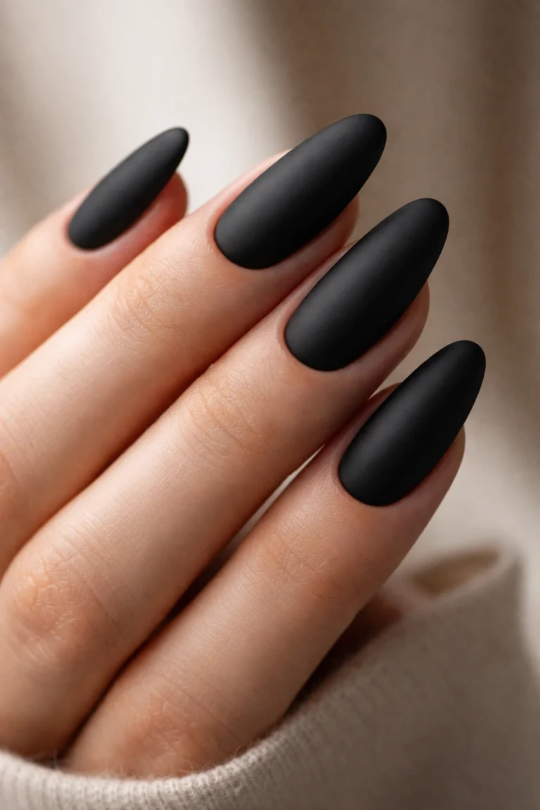 10 Black Long Oval Nails That Stand Out