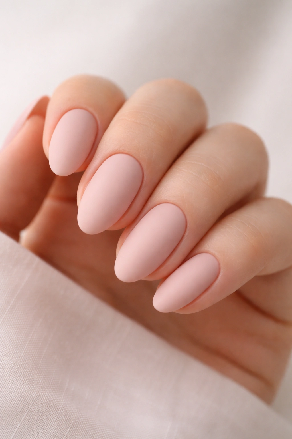 Almond nails in matte blush pink finish