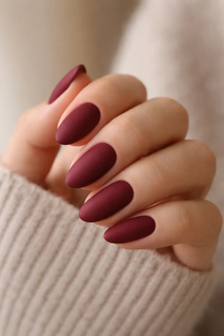 15 Short Burgundy Almond Nails to Recreate