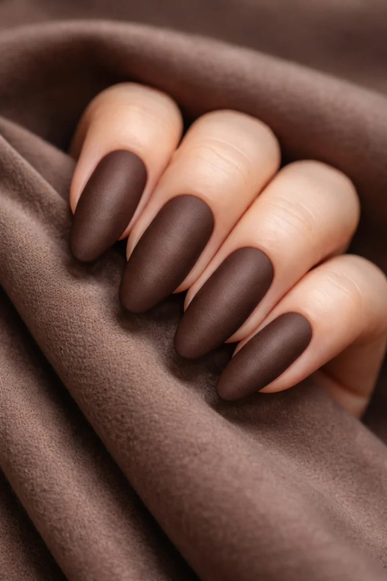 12 Chocolate Brown Long Round Nails to Try