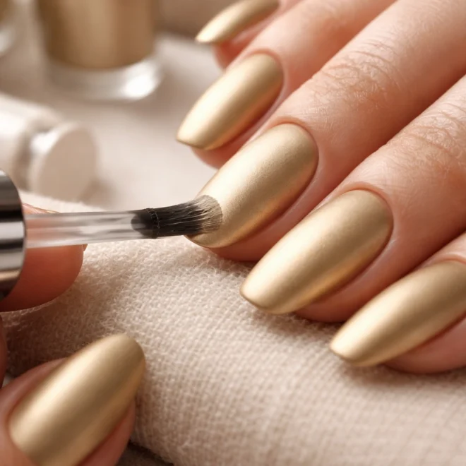 10 Matte Gold Nails for a Smooth Satin Finish