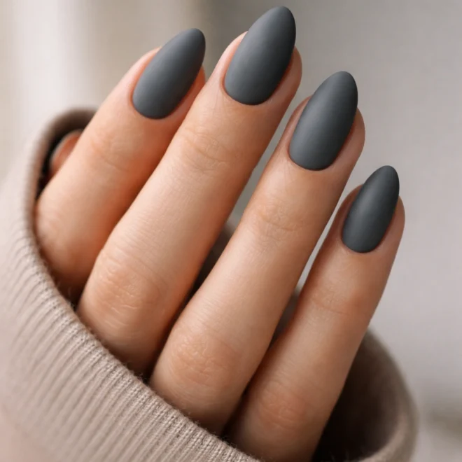 15 Short Grey Almond Nails That Look Good on Everyone