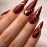 10 Dark Red Stiletto Nail Ideas