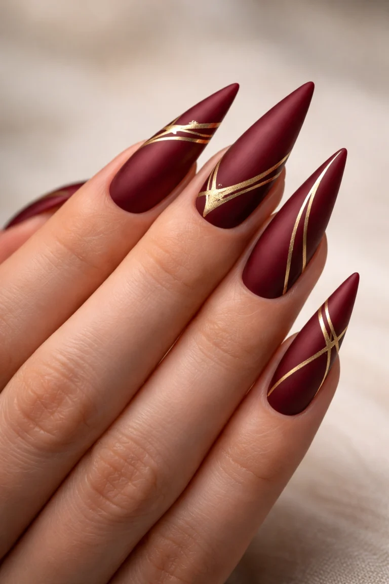 10 Dark Red Stiletto Nail Ideas