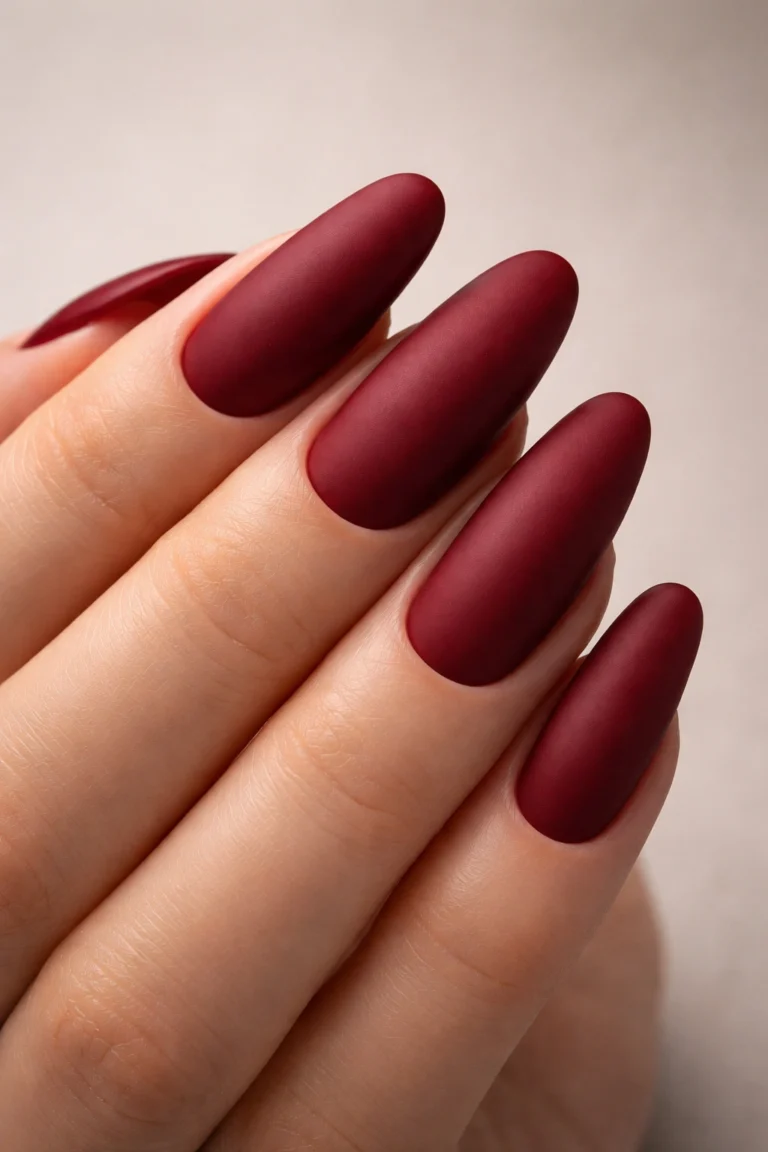 15 Deep Red Long Round Nails for a Bold Finish