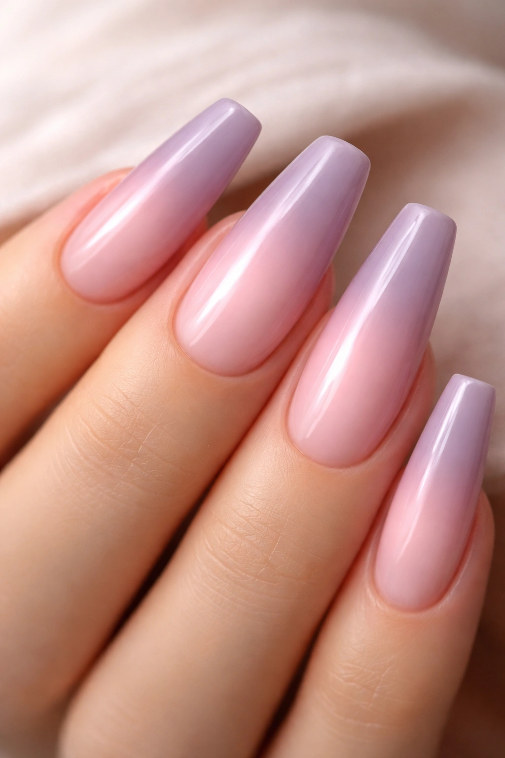 Soft aura mauve nails with blush pink center