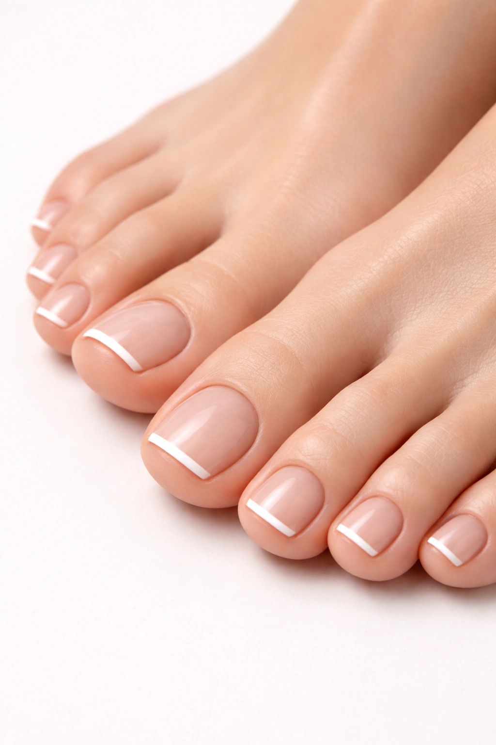 Toes with ultra-thin white micro French tips