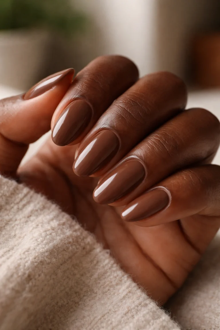 15 Short Brown Almond Nails for Dark Skin Tones