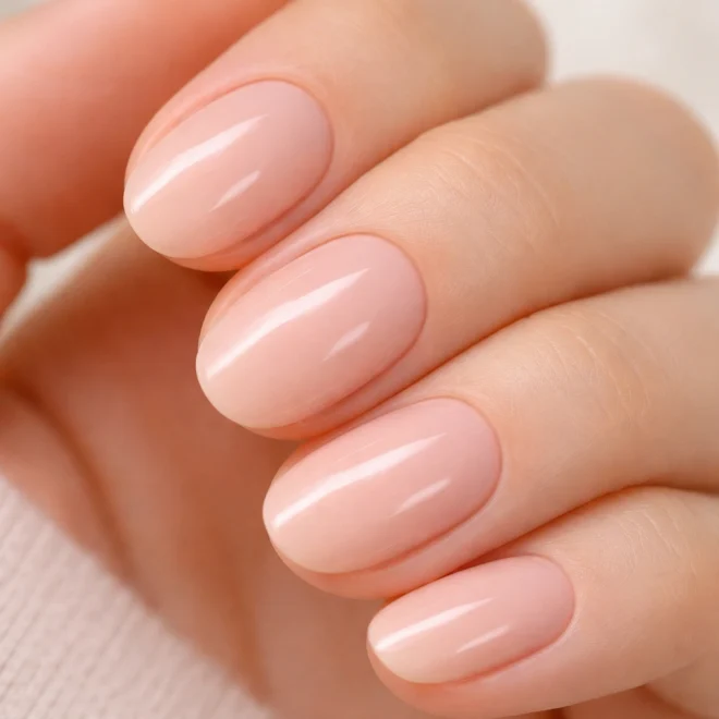 15 Sheer Pink Short Oval Nails for a Bare Look