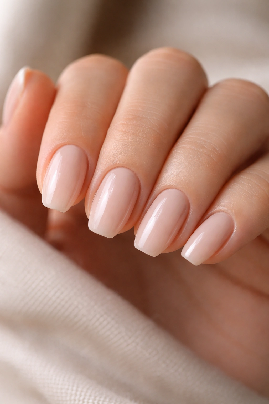 Milky nude micro ballerina nails with sheer opacity and tapered ends